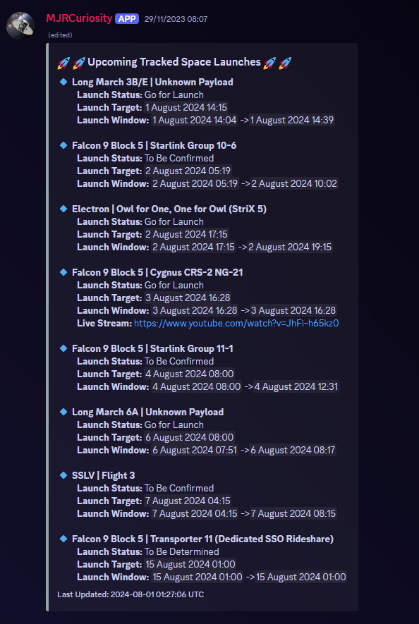 Launch Schedule image